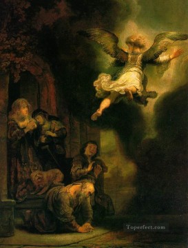  angel Painting - The Archangel Leaving the Family of Tobias Rembrandt